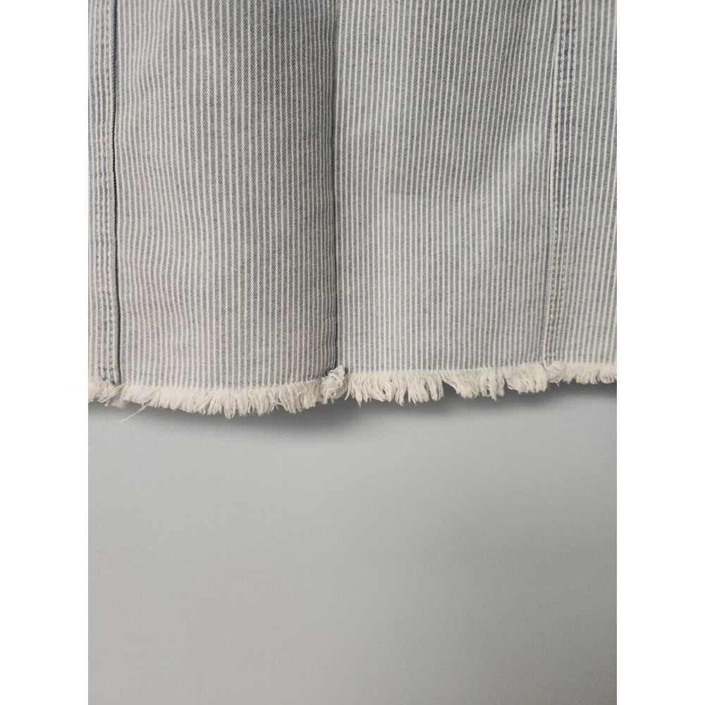 NEW WOMENS Denim Blvd‎ BLUE & WHITE PINSTRIPE SEERSUCKER SKIRT M w Frayed Hem - Picture 4 of 5